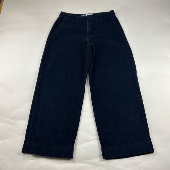 Old Navy Dark Blue Thick Corduroy High Rise Wide Leg Pant 10 - Picture 1 of 6